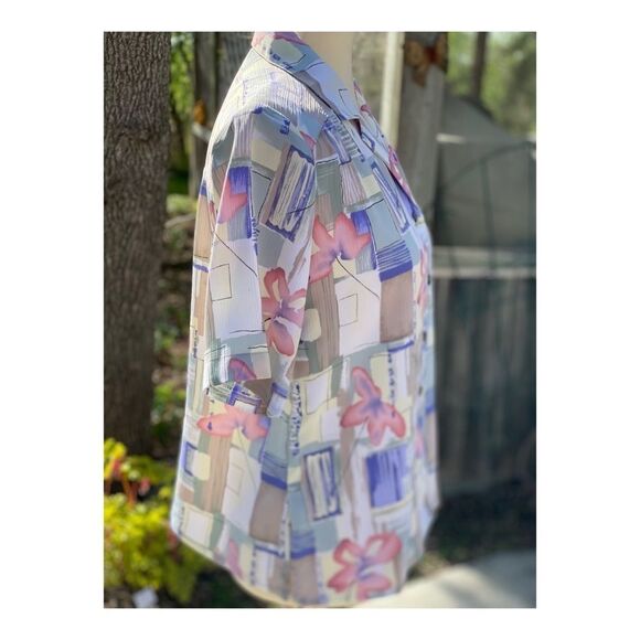 Vintage 80s Kawaii Button Up Blouse Pastel Boxy Sz 10 - Picture 5 of 6